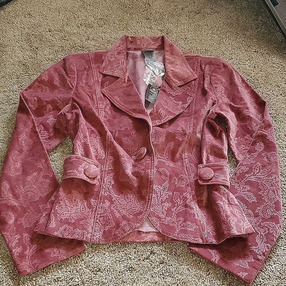 Rose color one button blazer